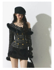 Checkered Coat & Skirt Set - My Store