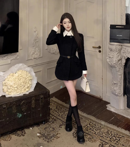 White Collar Belted Jacket