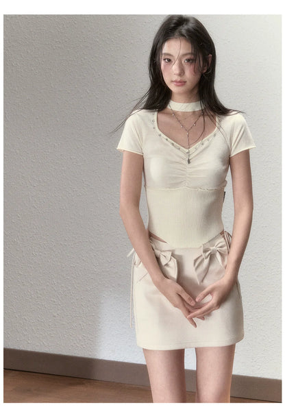 Choker Collar Rhinestone Top