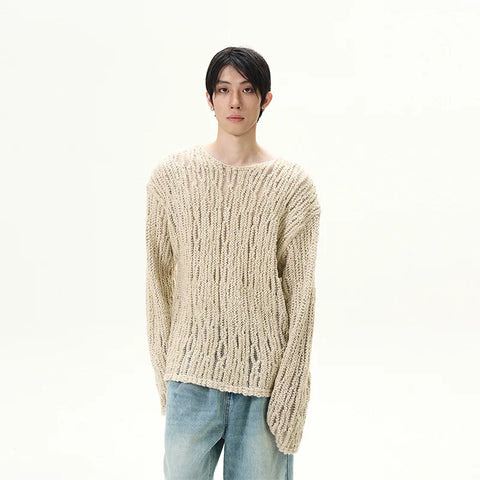 Hollow-Out Oversize Cable Knit Sweater