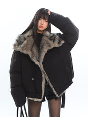 American Retro Large Fur Collar Coat