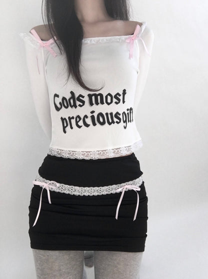 Lace Bow Mini Skirt