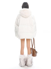 Detachable Fur Collar Hooded Cotton Jacket