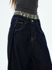 Camo Lined Wide Leg Jeans