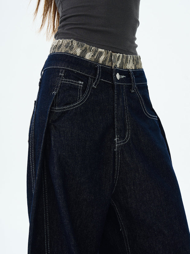 Camo Lined Wide Leg Jeans