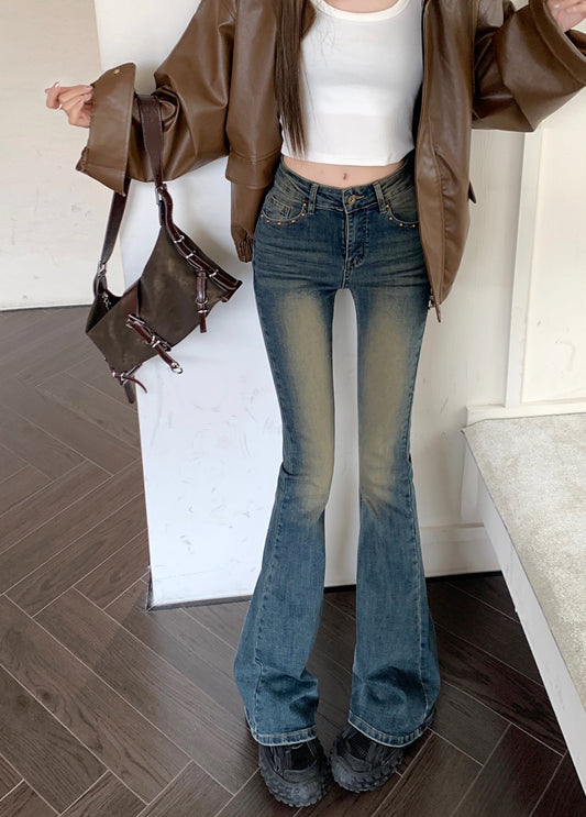 Fade Wash Flared Skinny Jeans