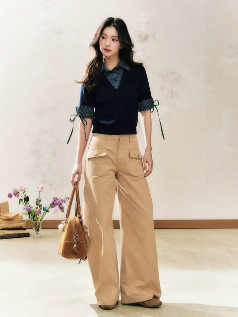 Front Pockets Wide-Leg Pants - My Store