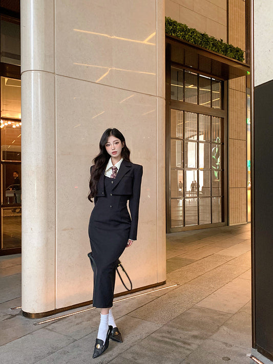 Blazer Jacket & Long Dress Set