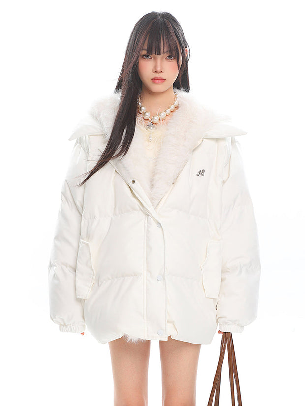 Detachable Fur Collar Hooded Cotton Jacket