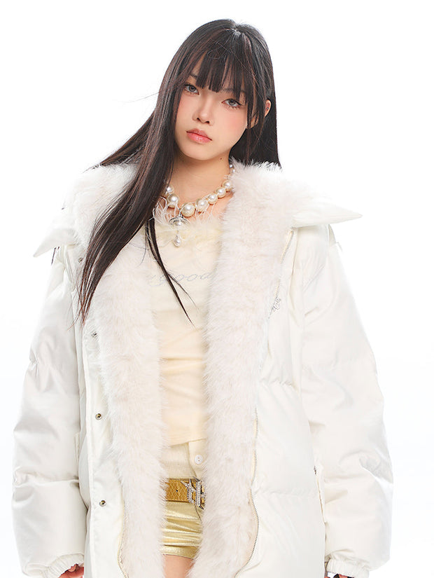 Detachable Fur Collar Hooded Cotton Jacket