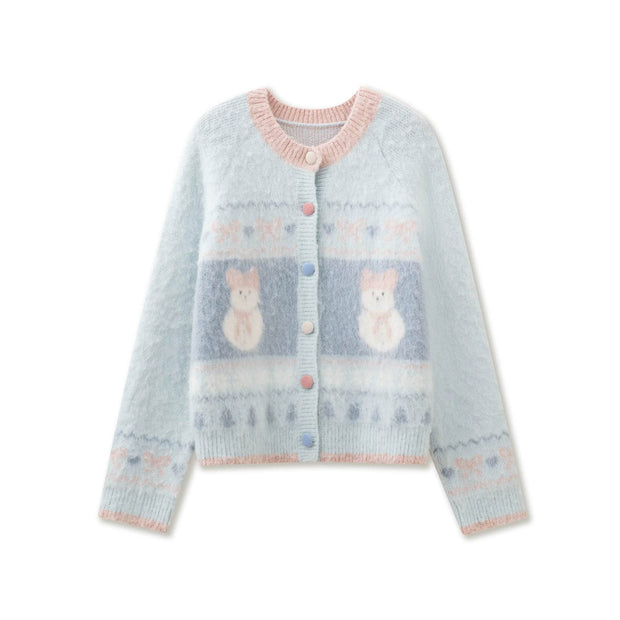 Blue Fair Isle Plush Sweater Jacket - My Store