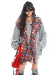 Retro Two Piece Plaid Hoodie