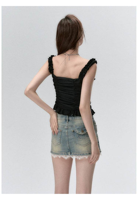 Via Pitti Ruffled Spaghetti Strap Tank Top - My Store