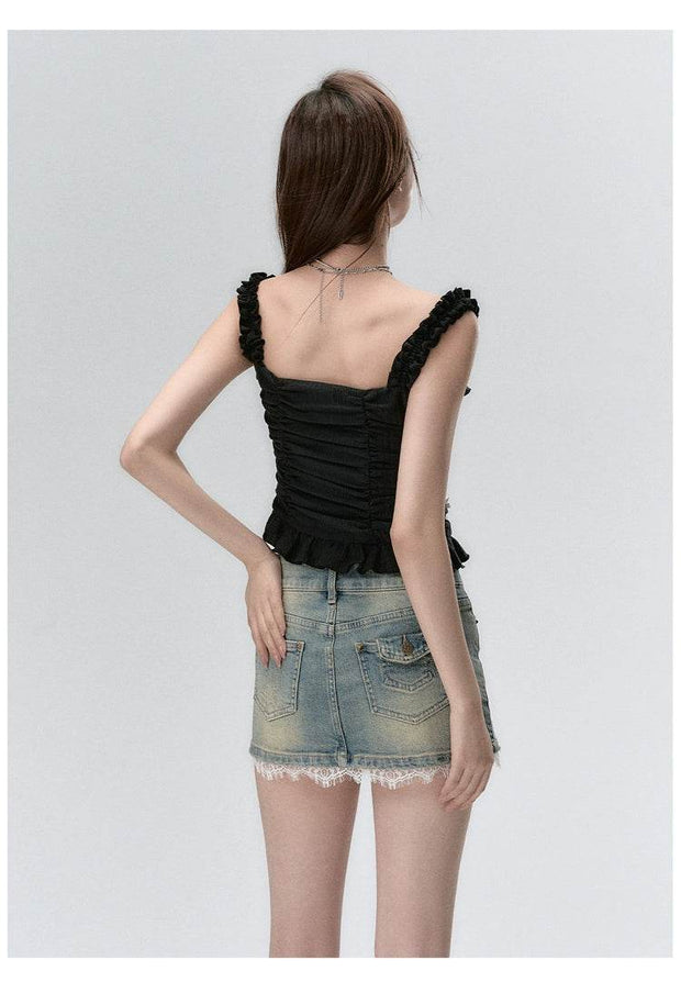 Via Pitti Ruffled Spaghetti Strap Tank Top - My Store