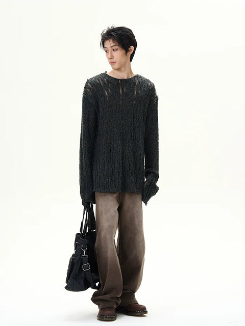 Hollow-Out Oversize Cable Knit Sweater