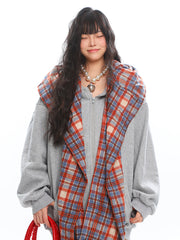 Retro Two Piece Plaid Hoodie