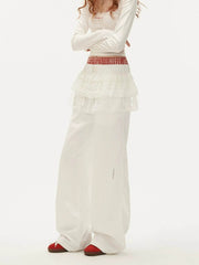 White Layered Wide-Leg Pants - My Store