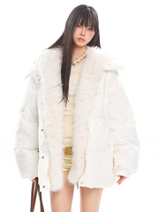 Detachable Fur Collar Hooded Cotton Jacket