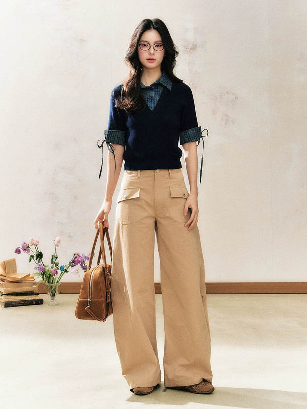 Front Pockets Wide-Leg Pants - My Store