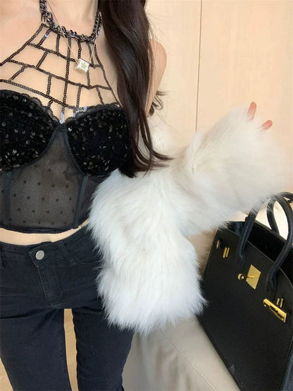 Black Mesh Sequin Top