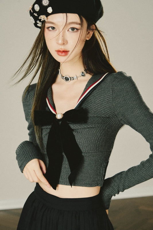 Bowknot Long Sleeve Top