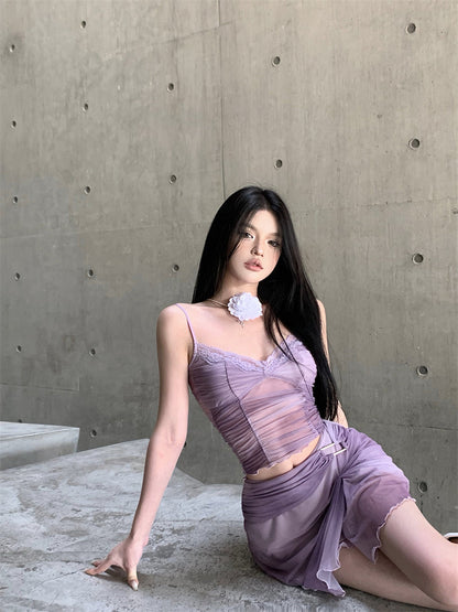 Lilac Top & Skirt Set