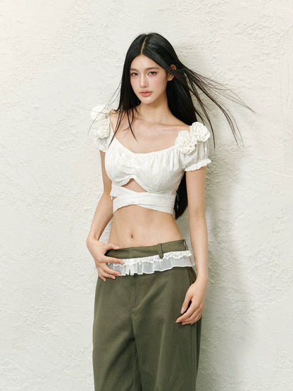 Flower Criss Cross Crop Top