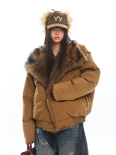 American Retro Large Fur Collar Coat