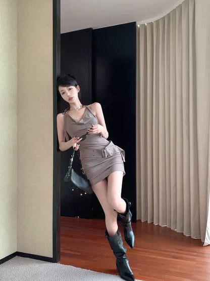 Brown Belted Dress