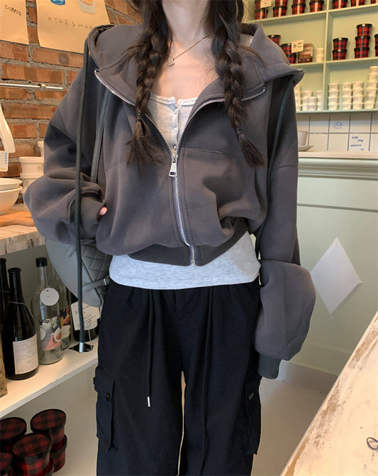 Zip Up Cropped Hoodie
