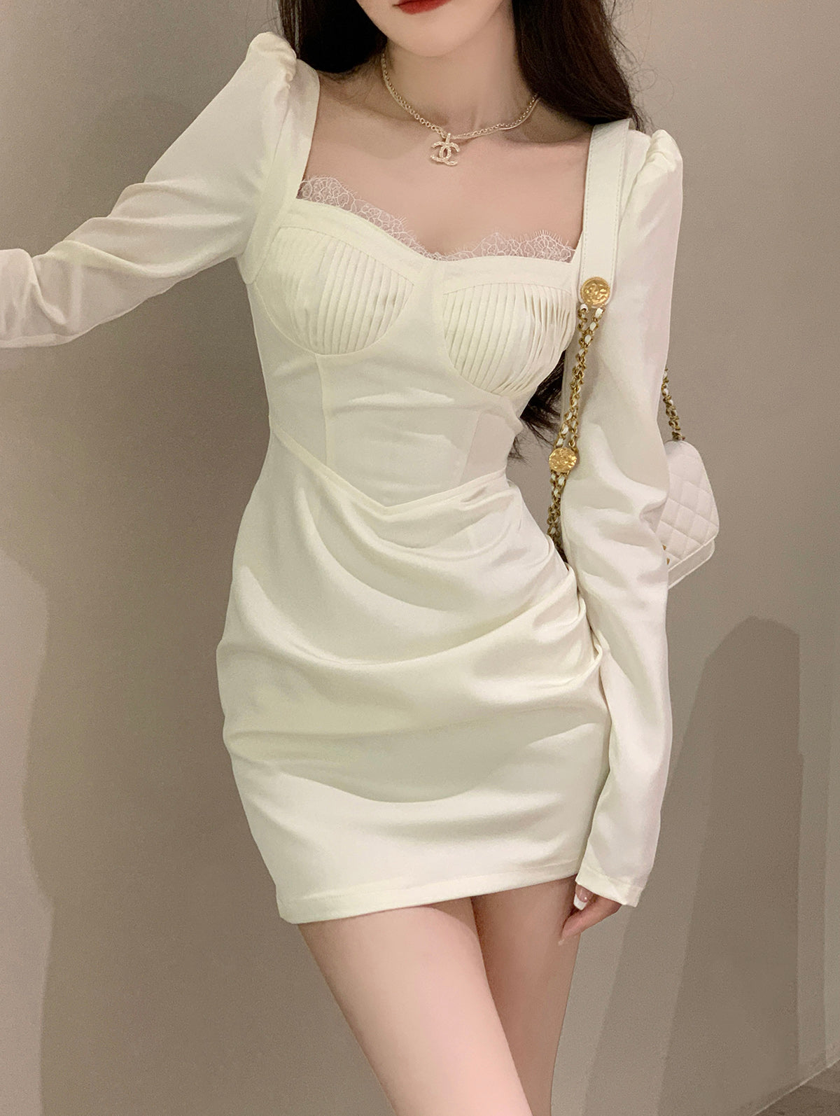 Lace Satin Dress