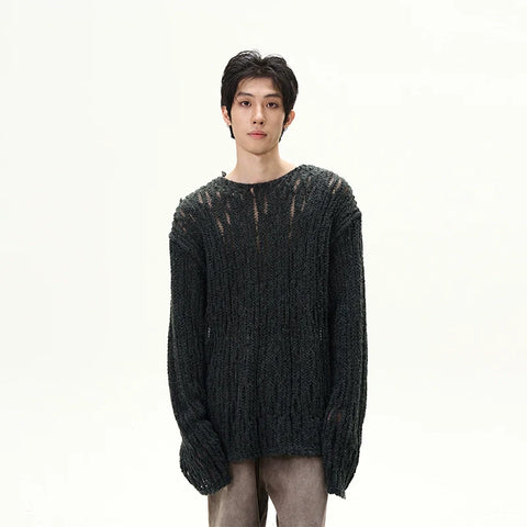 Hollow-Out Oversize Cable Knit Sweater