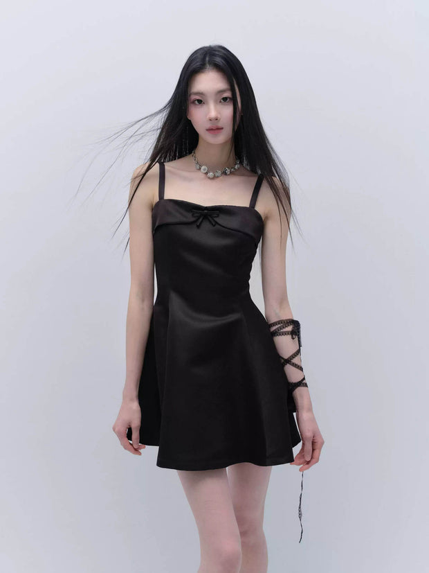 Fragile Heart Satin Black Dress - My Store