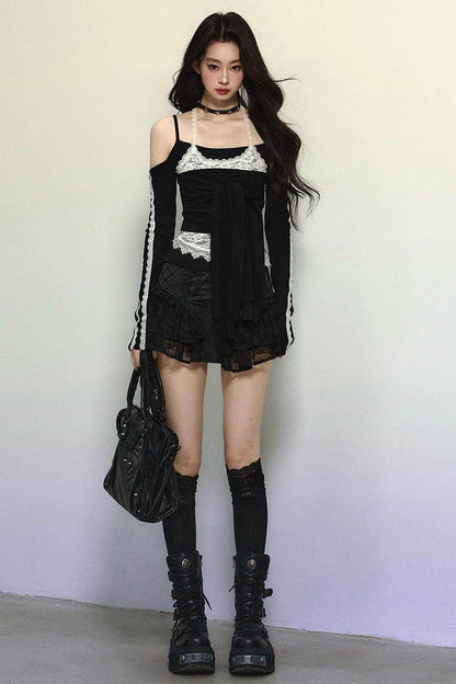 Off-Shoulder Halter Lace Top - My Store