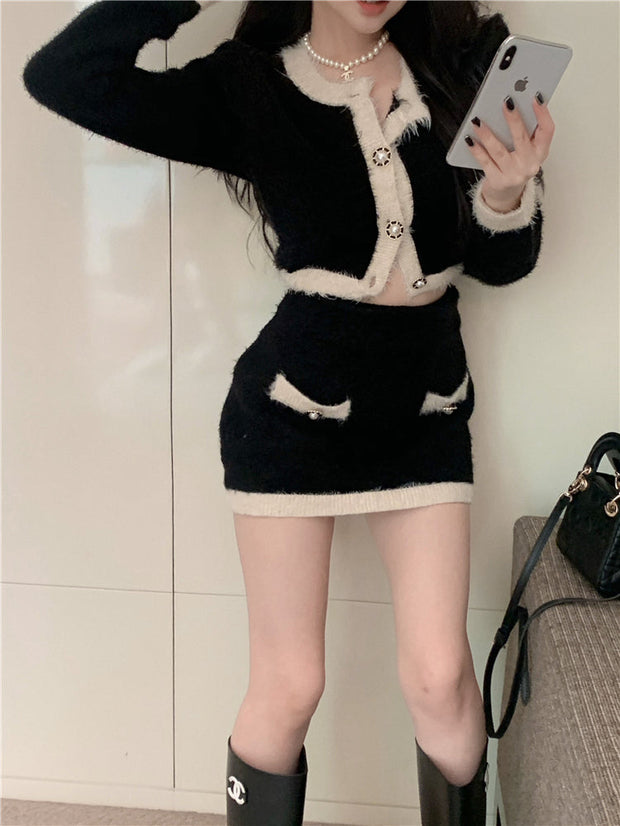 Soft Cashmere Knitted Top & Skirt Set
