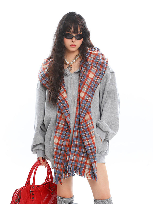 Retro Two Piece Plaid Hoodie