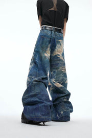 Vintage Distressed Print Jeans - My Store