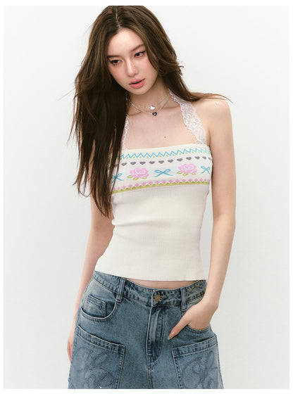 Flower Choker Halter Top