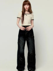 Wide-legged Straight High Waisted Pants