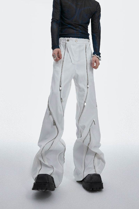 Deconstructed Zipper Flare Trousers - My Store