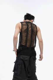 Distressed Knit Sleeveless Vest - My Store