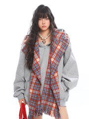 Retro Two Piece Plaid Hoodie