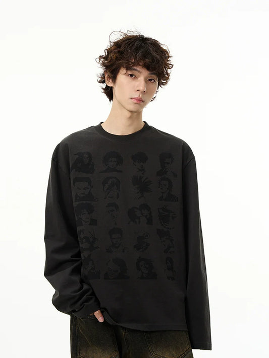 キャラクタープリントデザインロングスリーブTシャツ