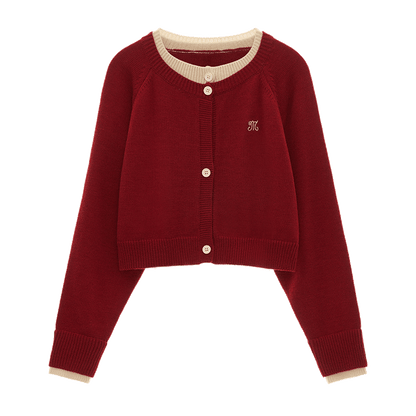 College Vintage Fake Two Piece Sweater Jacket - My Store