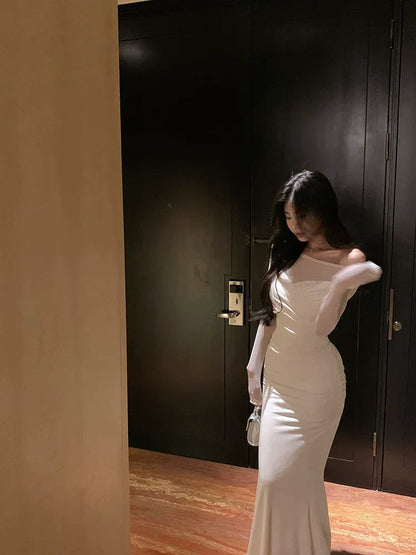 メッシュロングスリーブドレス