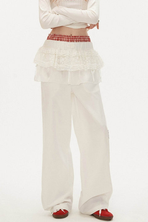 White Layered Wide-Leg Pants - My Store