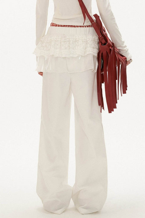 White Layered Wide-Leg Pants - My Store