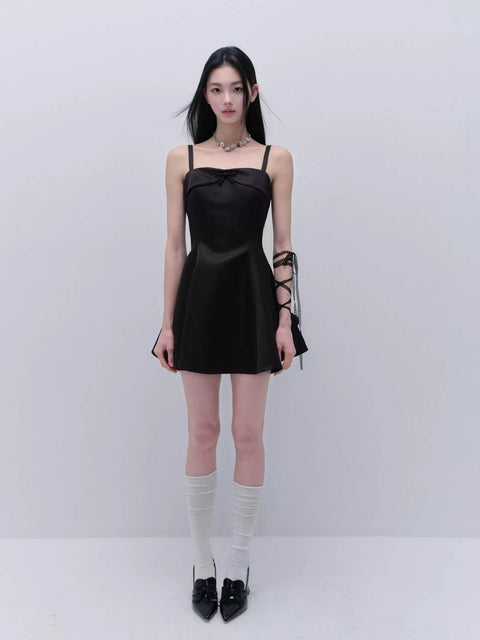 Fragile Heart Satin Black Dress - My Store