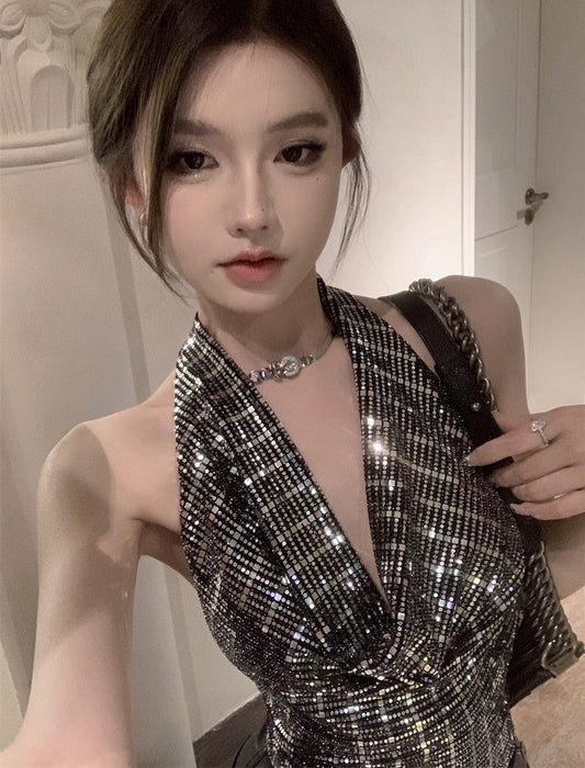 Sequin Halter Neck Top