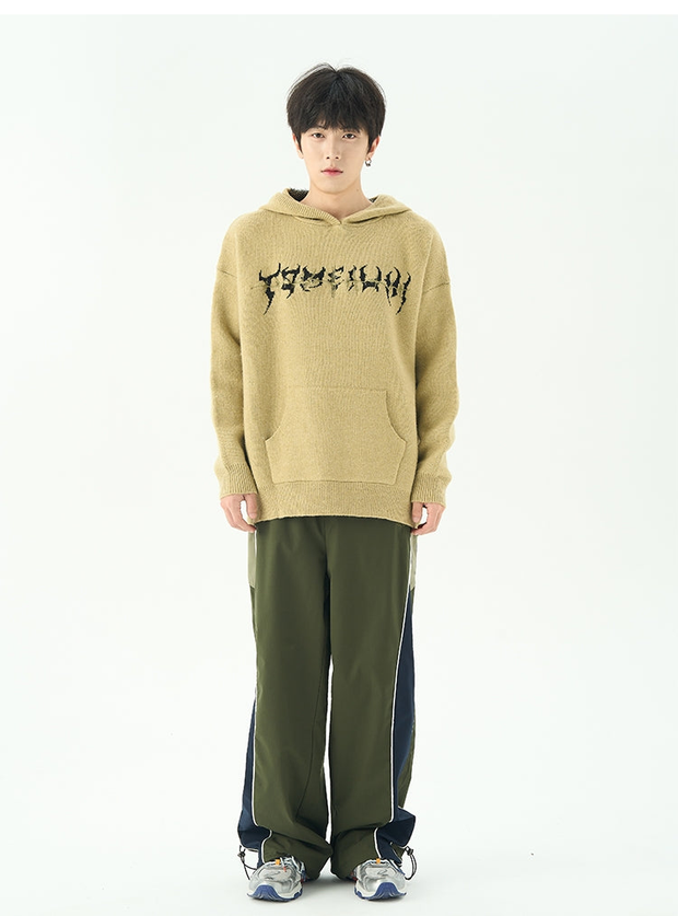 Oversize Embroidery Knit Hoodie